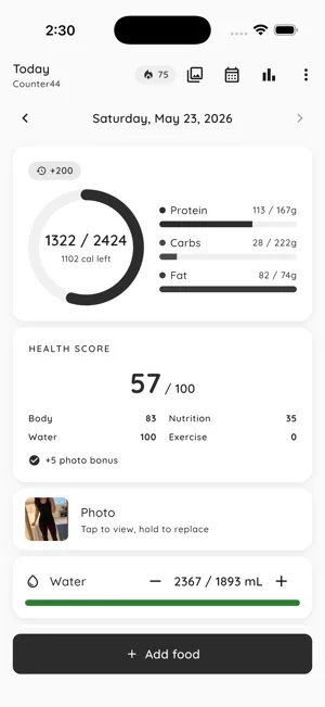 Counter44 — Calorie ring and macros